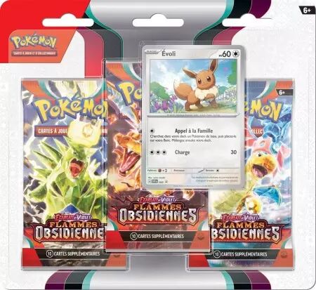 Pokémon EV03 Flammes Obsidiennes : Pack 3 boosters