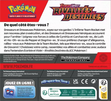 	Pokemon EV10 : Booster Écarlate et Violet Rivalités Destinées(fr)