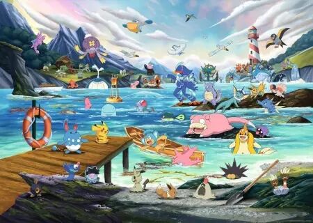 Puzzles Adultes 1000 pi&egrave;ces - Pok&eacute;mon - Aquali et Marine temp&eacute;r&eacute;e - Ravensburger