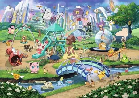 Puzzles Adultes 1000 pi&egrave;ces - Pok&eacute;mon - &Eacute;voli dans le parc - Ravensburger
