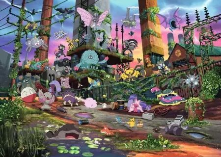 Puzzles Adultes 1000 pi&egrave;ces - Pok&eacute;mon - Voltali et centrale &eacute;lectrique recycl&eacute;e - Ravensburger