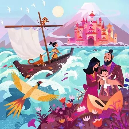 Puzzles Enfants 64 pi&egrave;ces - Momotarō, l�enfant p&ecirc;che - Ravensburger