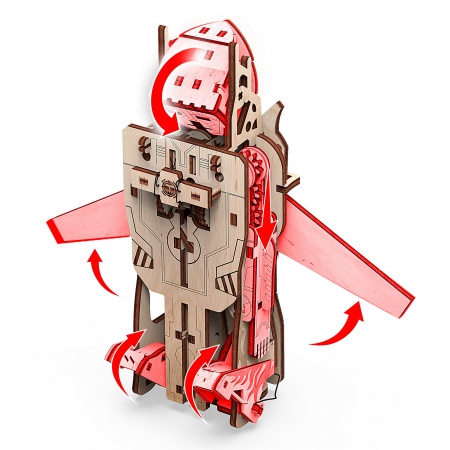 Robot-Avion Modèle 3D Mobile En Bois