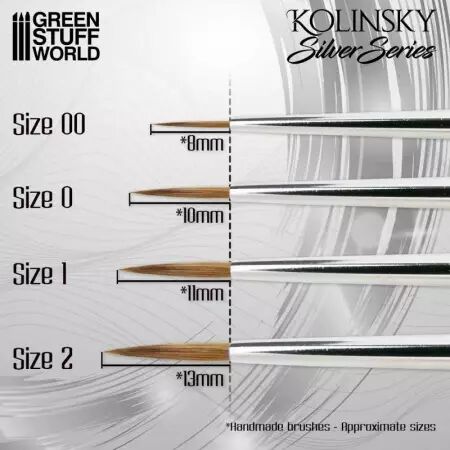 Set de 4 Pinceaux Kolinsky - Silver Series - Green Stuff World