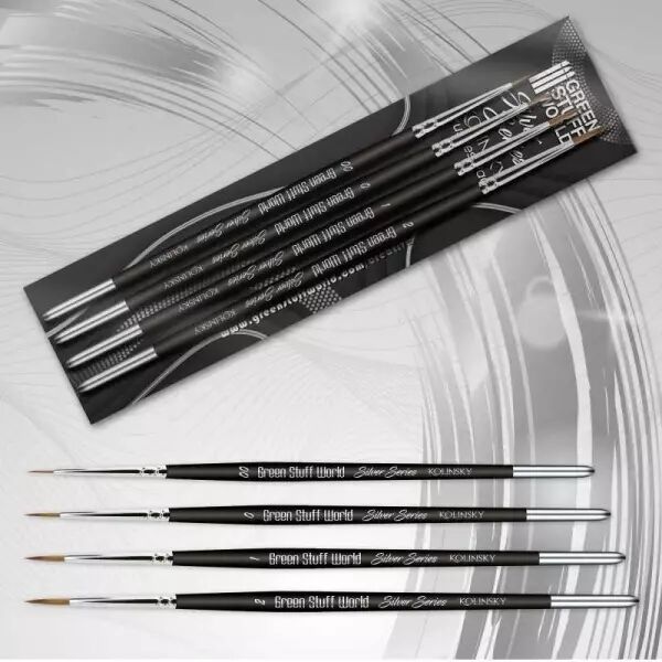 Set de 4 Pinceaux Kolinsky - Silver Series - Green Stuff World