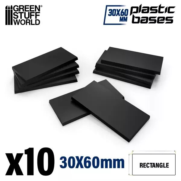 Socles rectangulaires 30x60mm en plastique (pack de 10)  - Green Stuff World