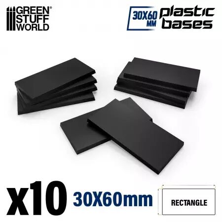 Socles rectangulaires 30x60mm en plastique (pack de 10)  - Green Stuff World