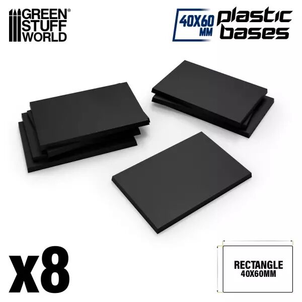 Socles rectangulaires 40x60mm en plastique (pack de 8)  - Green Stuff World
