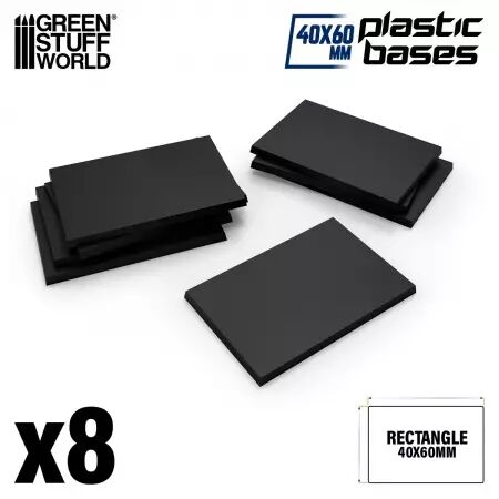 Socles rectangulaires 40x60mm en plastique (pack de 8)  - Green Stuff World