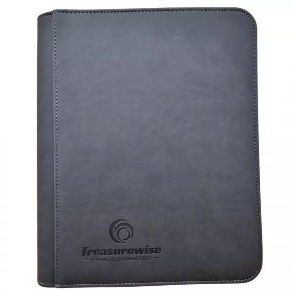 TreasureWise - WiseGuard Mini Zip Toploader Binder 4 cases - 112 cartes - Noir