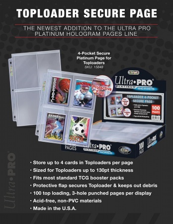 Ultra Pro - 100 feuilles de classeur : Secure Platinum 4 cases pour Toploader