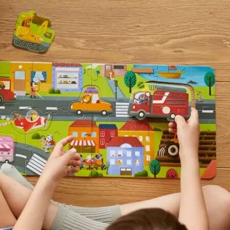 Vehicles Adventure Puzzle in Eco-friendly Cityscape - Moritoys