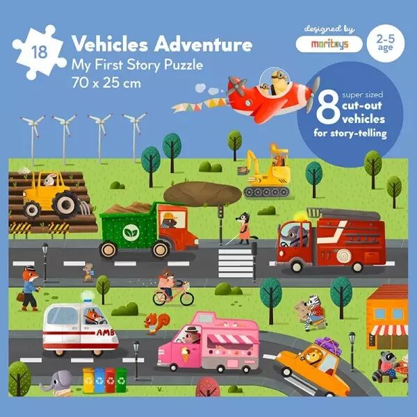 Vehicles Adventure Puzzle in Eco-friendly Cityscape - Moritoys